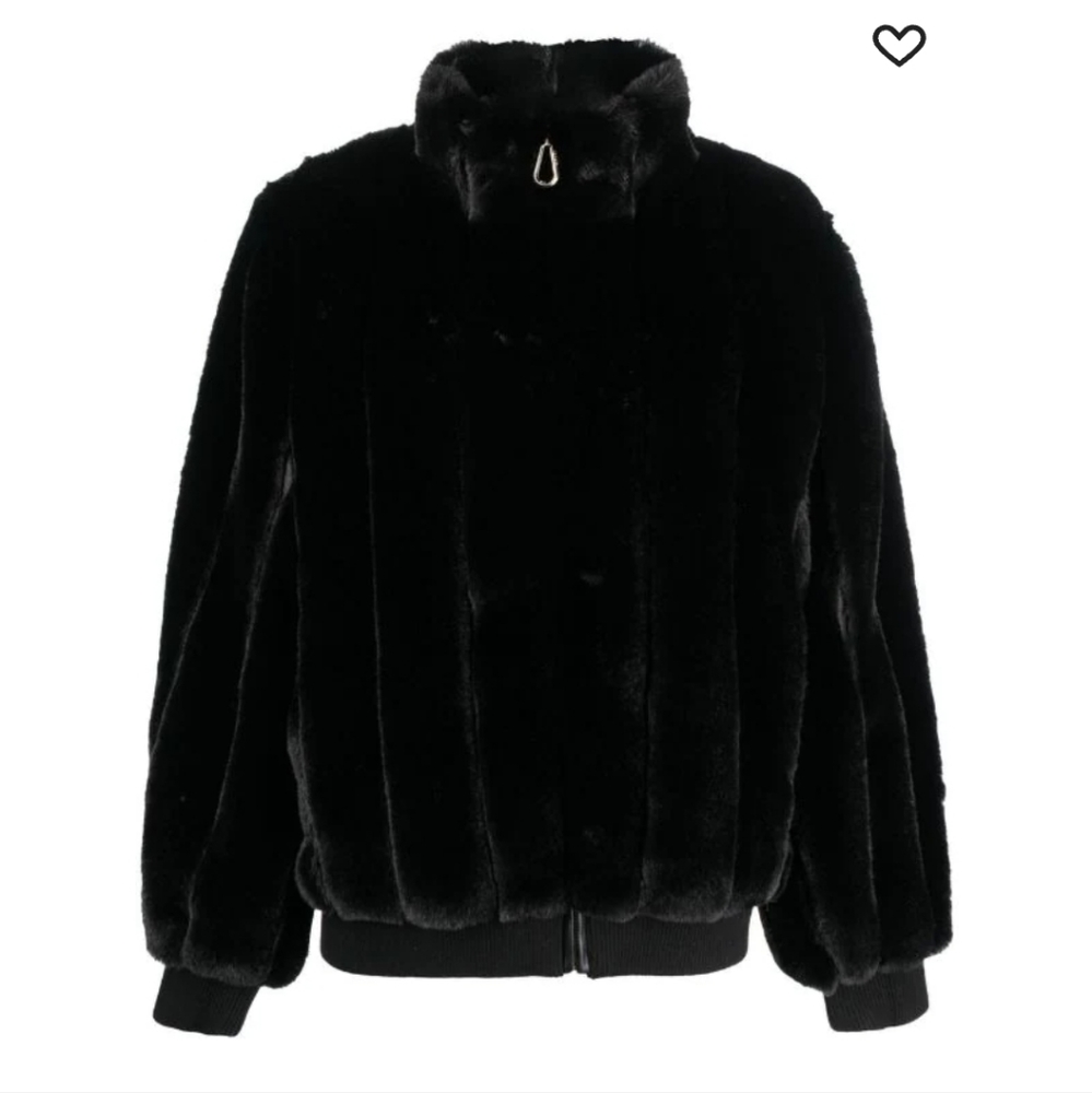 🔥SANDRO Babel Faux Fur Jacket Black Size 6 NWT